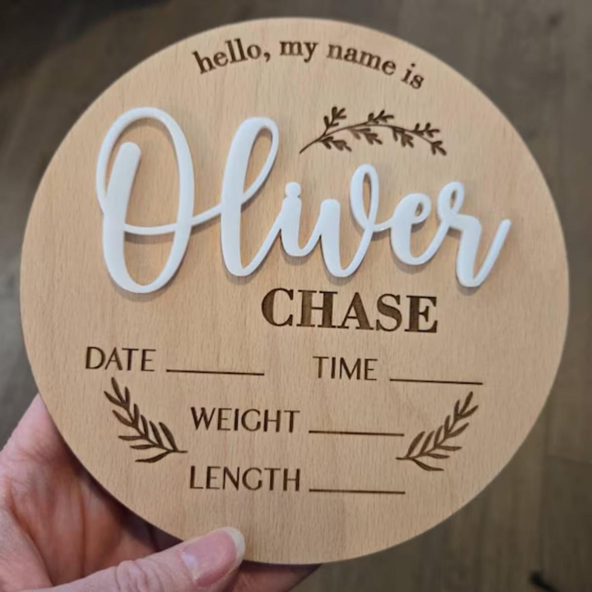 Home Office Ideas - 1Pc Custom Baby Announcement Sign Wooden