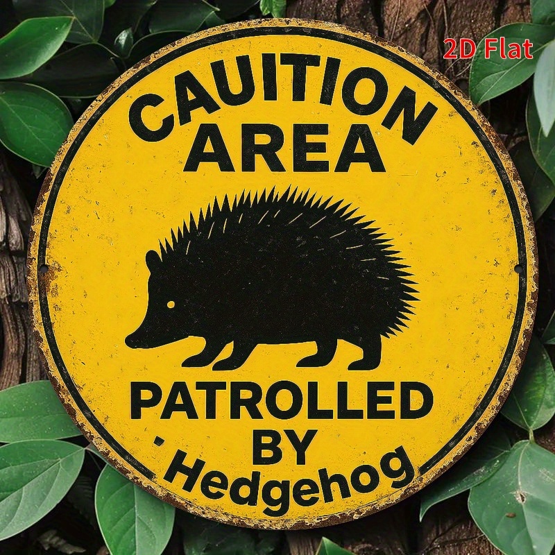 Home Office Ideas - Vintage Rustic Hedgehog Patrol Area Metal