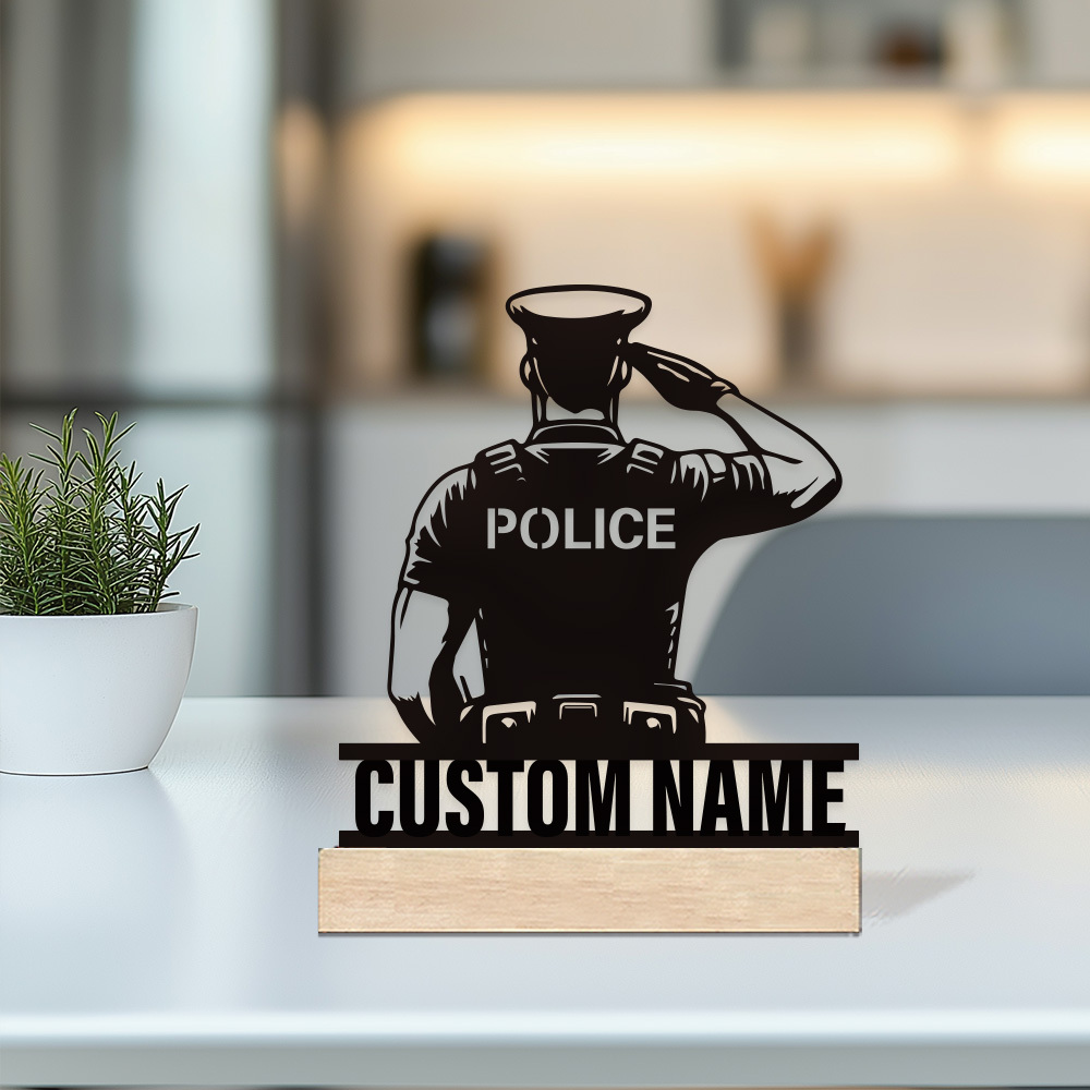 Home Office Ideas - Personalized Metal Police Badge, Custom Name