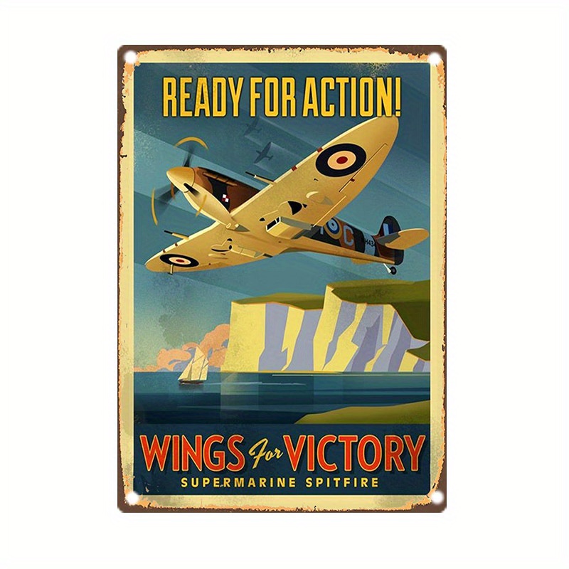 Home Office Ideas - Vintage Supermarine Spitfire Metal Sign, -