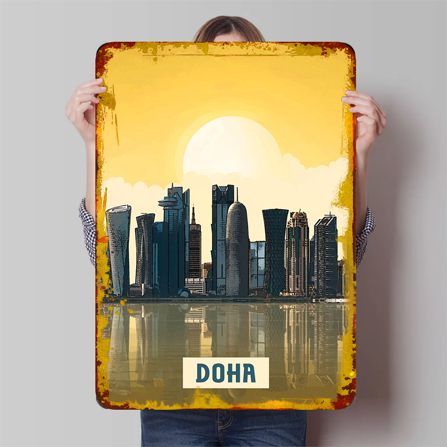 Home Office Qatar - Doha Skyline Metal Wall Art Qatar