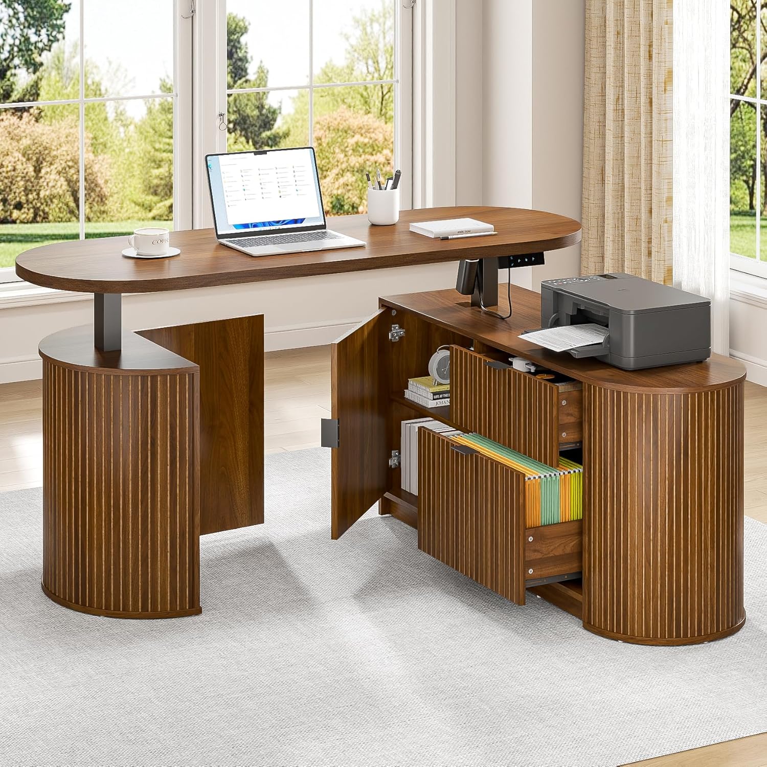 Mid Century Modern Electric L  - Standing Desk Electric ulasan dan harga