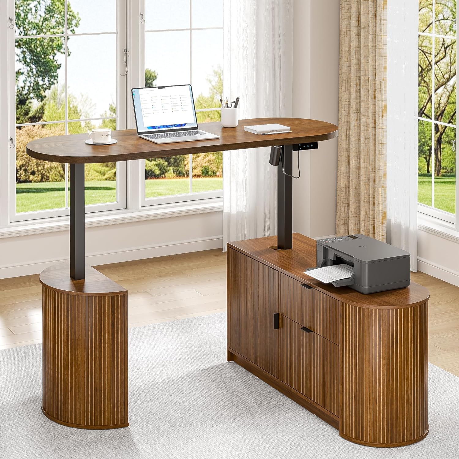 Mid Century Modern Electric L  - Standing Desk Electric ulasan dan harga