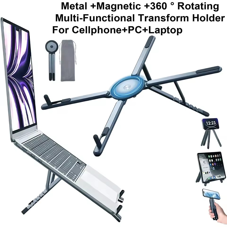 Portable Magnetic Phone Holder - Laptop Stand Foldable ulasan dan harga