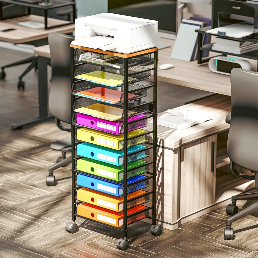 12-Tier Rolling File Cart with - Letter Tray Desk ulasan dan harga