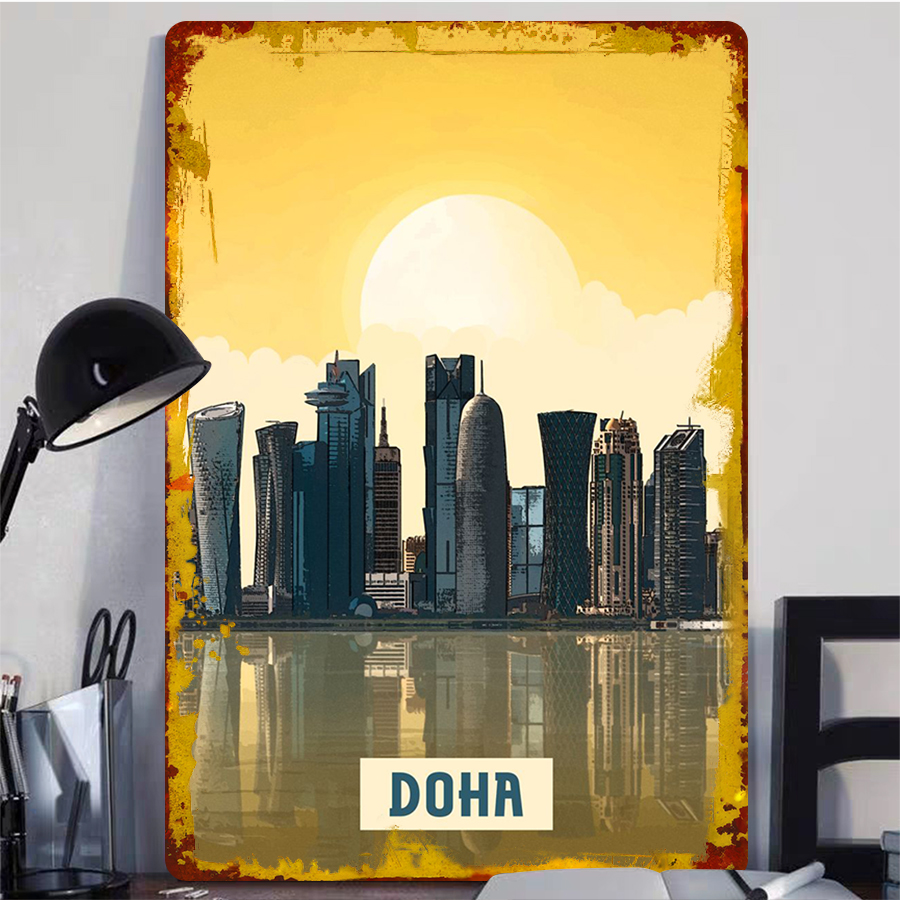 Doha Skyline Metal Wall Art Qa - Home Office Qatar ulasan dan harga