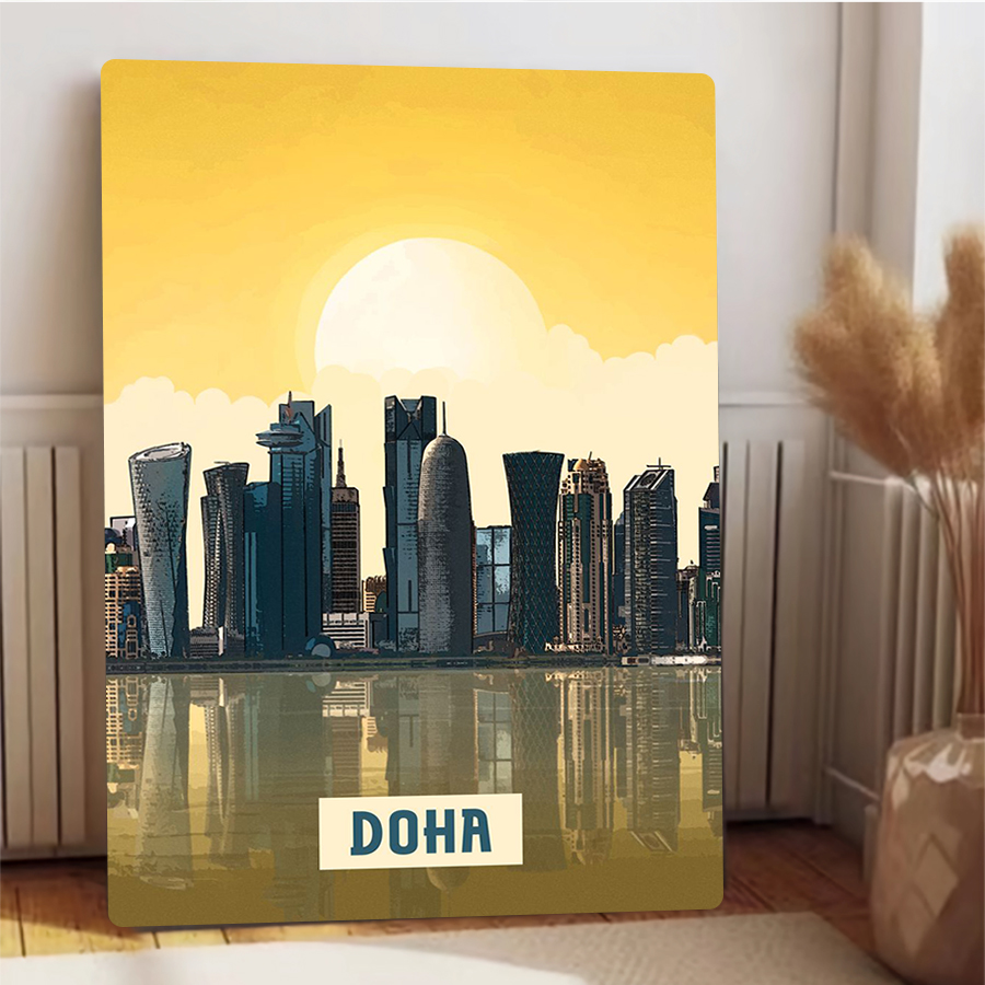 Doha Skyline Metal Wall Art Qa - Home Office Qatar ulasan dan harga